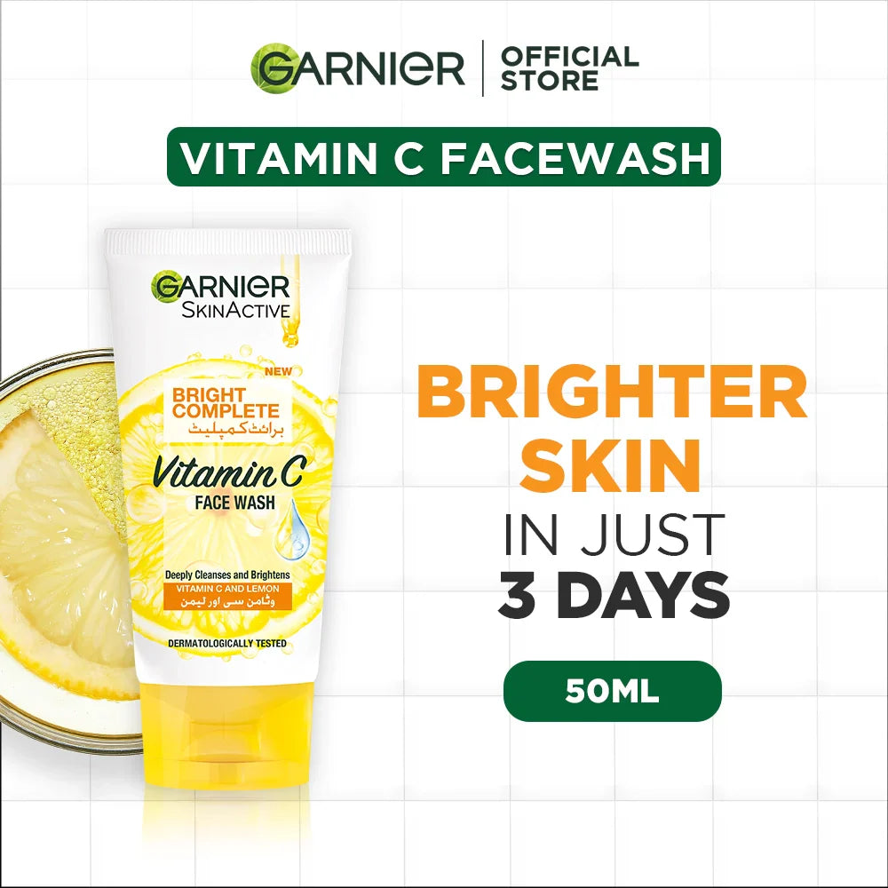 Garnier Skin Active Bright Complete Face Wash | 50ml | Best Price in Pakistan original skincare product Pakistan