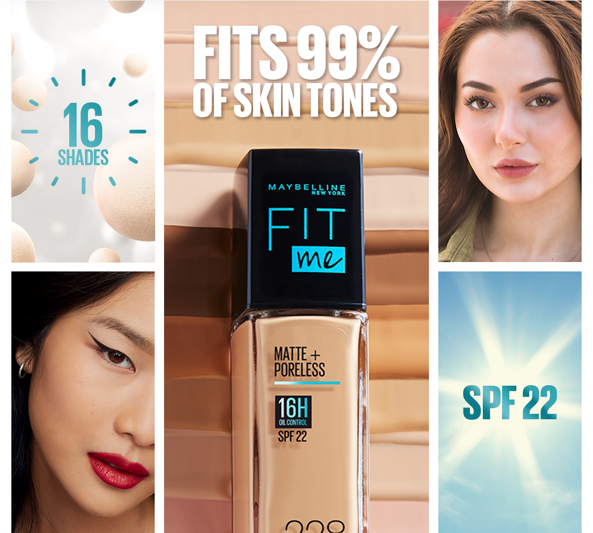 Maybelline New York Fit Me Matte & Poreless Liquid Foundation | 220 Natural Beige | For Normal To Oily Skin | Best Price in Pakistan original skincare product Pakistan مرکزی تصویر