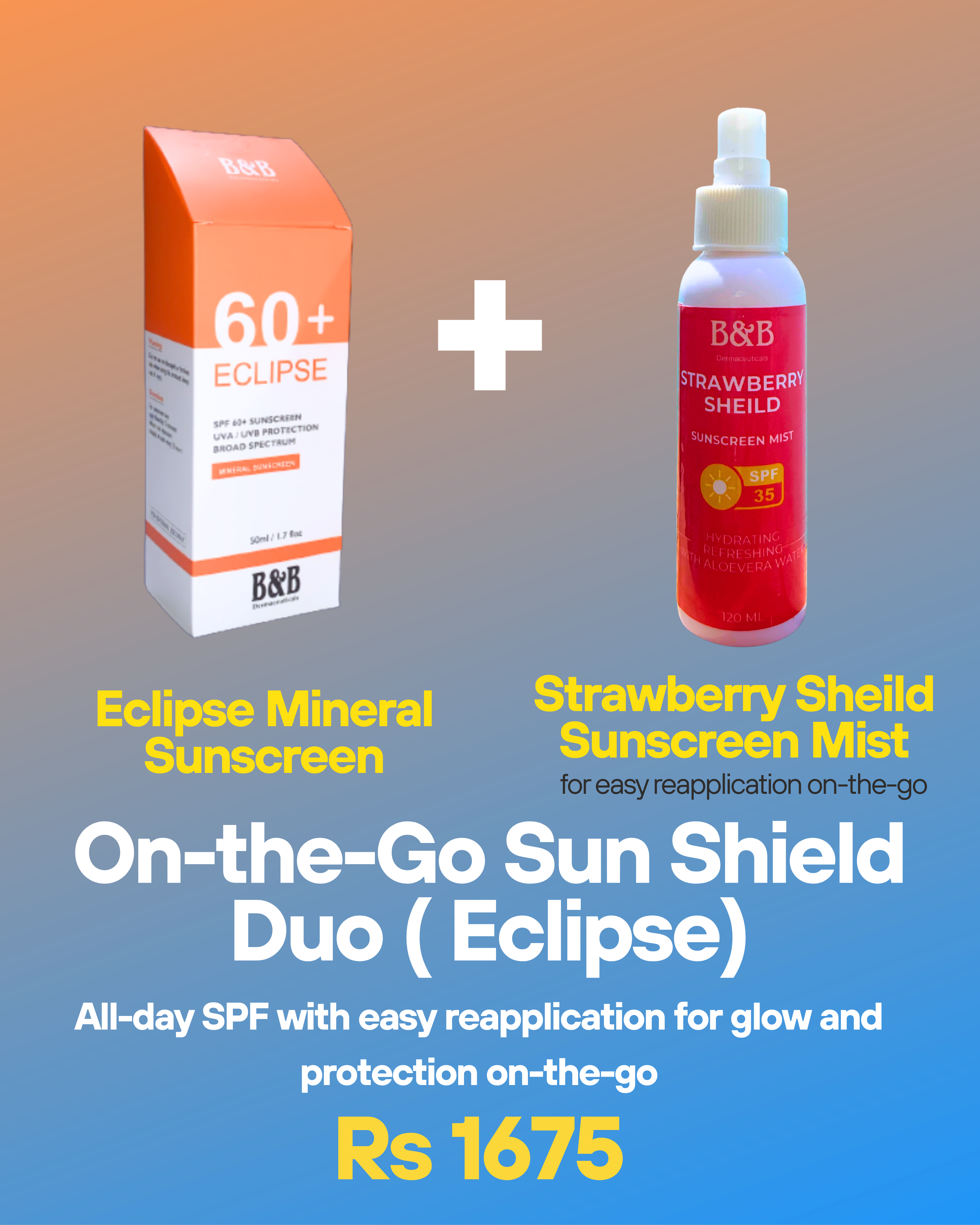 B&B Derma | On-The-Go Sun Shield Duo (Eclipse) | Best Price in Pakistan original skincare product Pakistan Main image