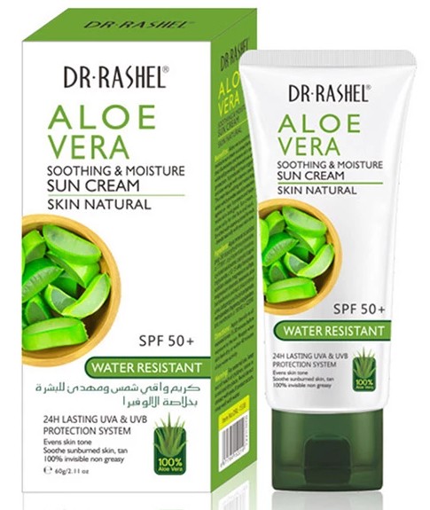 Dr Rashel Aloe Vera Soothing & Moisture Sun Cream Water Resistant 60 G Spf 50+ | Best Price in Pakistan original skincare product Pakistan Main image