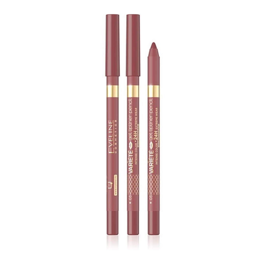 Eveline Variete Gel Lipliner Pencil Waterproof | 03 Dark Rose | Best Price in Pakistan original skincare product Pakistan