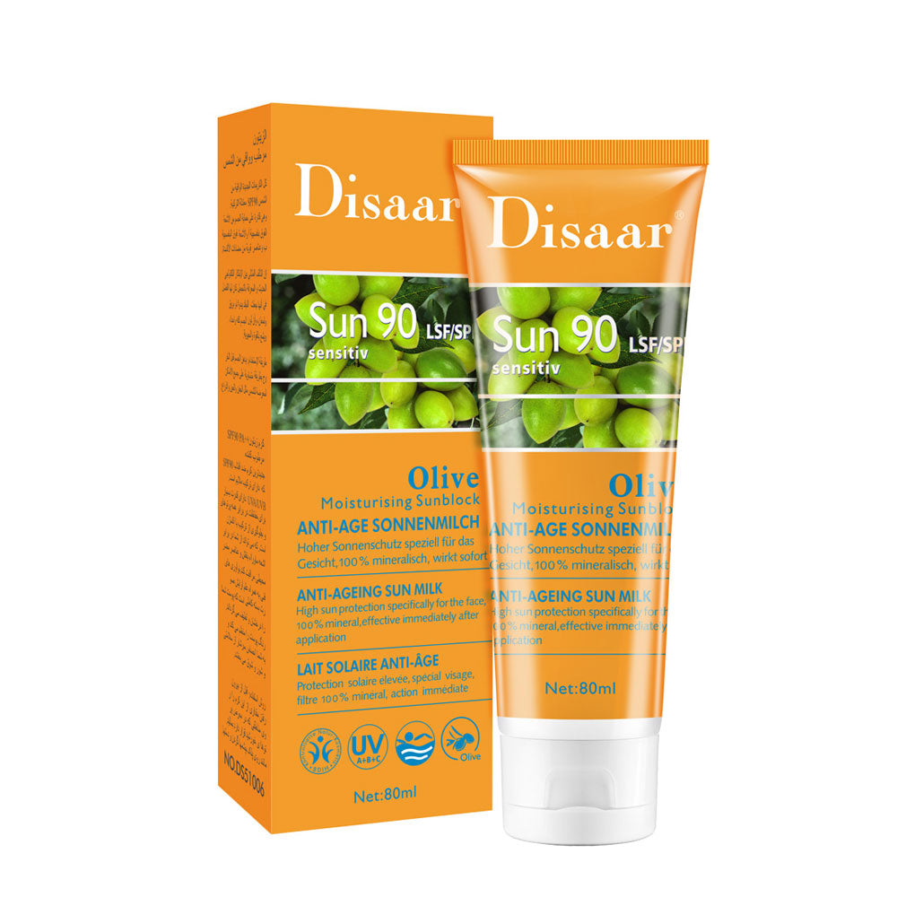 Disaar Sun Block Moisturising Olive Sun Spf90 Pa++ 80Ml | Best Price in Pakistan original skincare product Pakistan