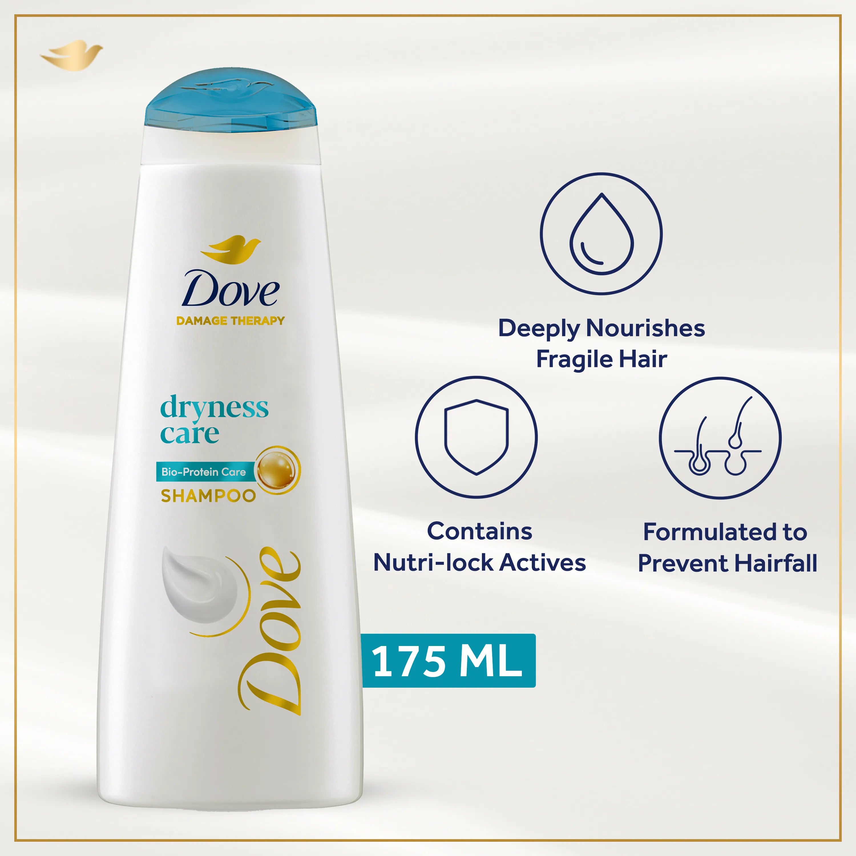 Dove Dryness Care Shampoo | 175 ml | Best Price in Pakistan original skincare product Pakistan مرکزی تصویر