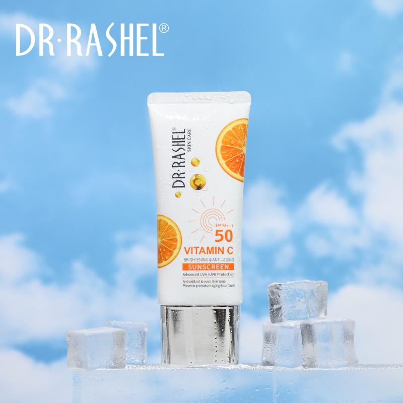 Dr Rashel | Vitamin C Brightening & Anti-Aging Sunscreen Spf50 | 50gm | Best Price in Pakistan original skincare product Pakistan