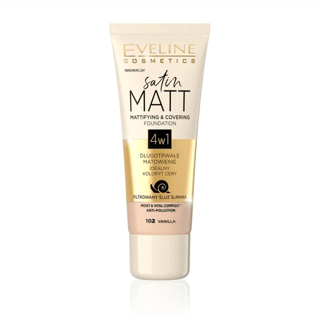 Eveline Satin Matt Mattifying & Covering Foundation | 102 Vanilla | Best Price in Pakistan original skincare product Pakistan مرکزی تصویر