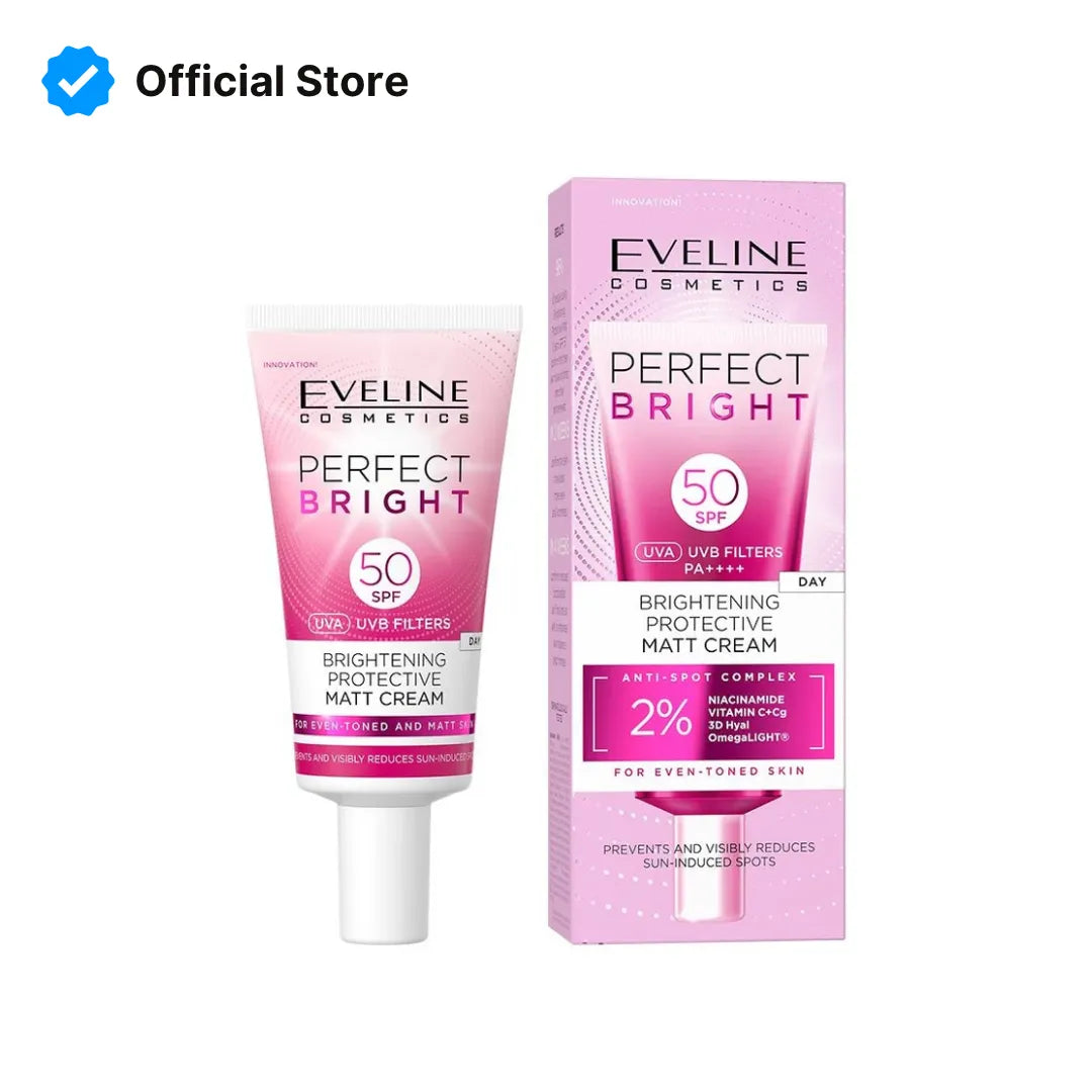 Eveline Perfect Bright Brightening Protective Matt Day Cream SPF50 | 30ml | Best Price in Pakistan original skincare product Pakistan