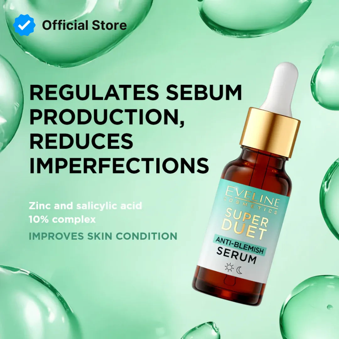Eveline Super Duet 10% Zinc & Salicylic Acid Anti-Blemish Serum | 18ml | Best Price in Pakistan original skincare product Pakistan