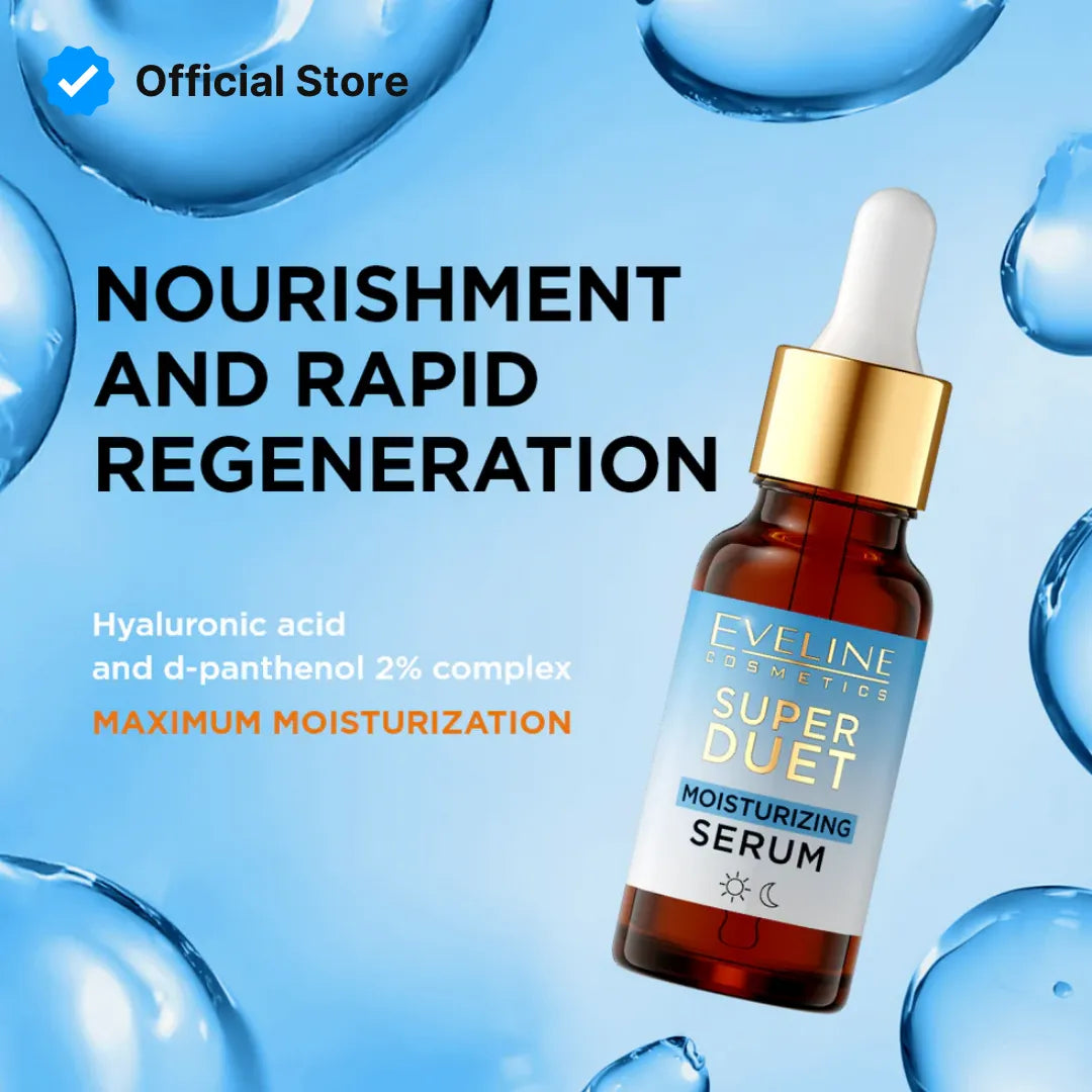 Eveline Super Duet 2% Hyaluronic Acid & D-Panthenol Moisturizing Serum | 18ml | Best Price in Pakistan original skincare product Pakistan