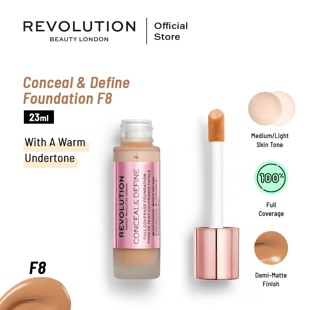 Makeup Revolution Conceal & Define Foundation F8 23 ml | Best Price in Pakistan original skincare product Pakistan