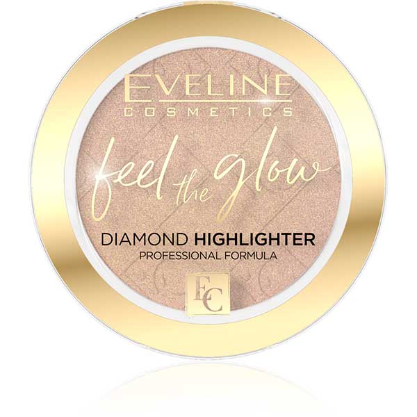Eveline Feel The Glow Diamond Highlighter- 02 Beach Glow | Best Price in Pakistan original skincare product Pakistan