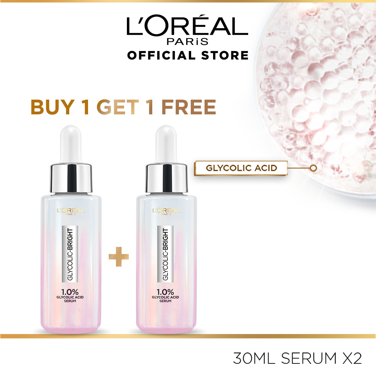 LOreal Paris -Buy 1 Get 1 Free-  Glycolic For The Perfect Glow 30ml | Best Price in Pakistan original skincare product Pakistan مرکزی تصویر