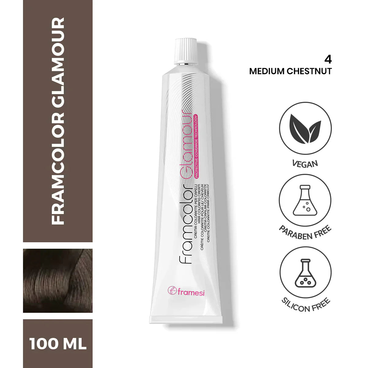 Framesi | FramColor Glamour | 4  Medium Chestnut | Best Price in Pakistan original skincare product Pakistan مرکزی تصویر
