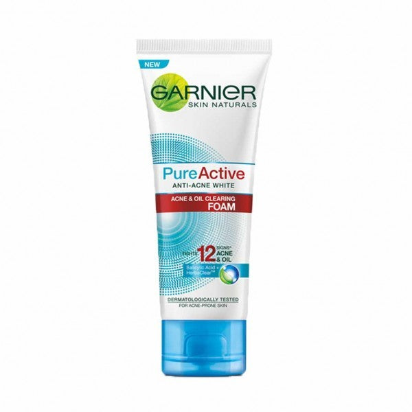 Garnier Skin Natural Pure Active White Acne & Oil Clearing Foam 100Ml | Best Price in Pakistan original skincare product Pakistan Main image