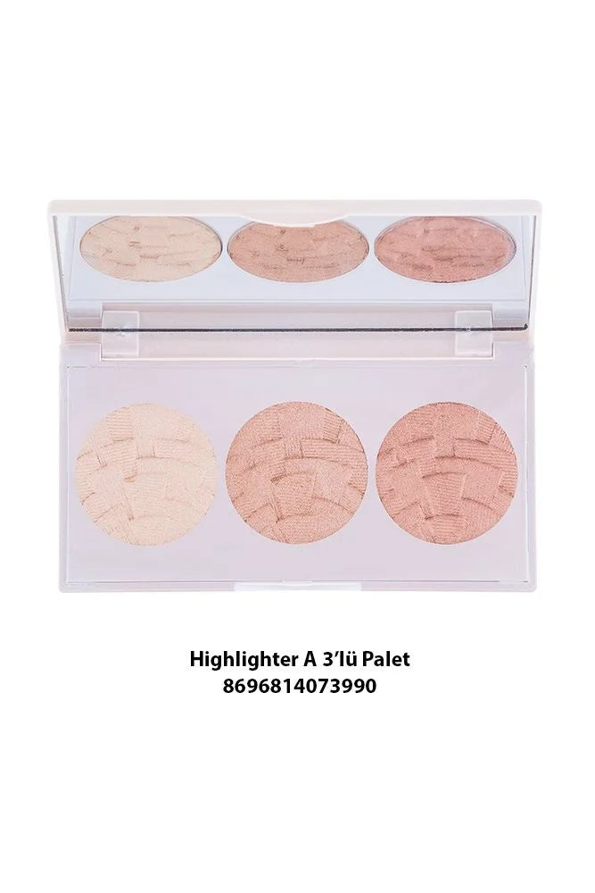 Gabrini | Highlighter 3 In 1 Palette | Best Price in Pakistan original skincare product Pakistan مرکزی تصویر