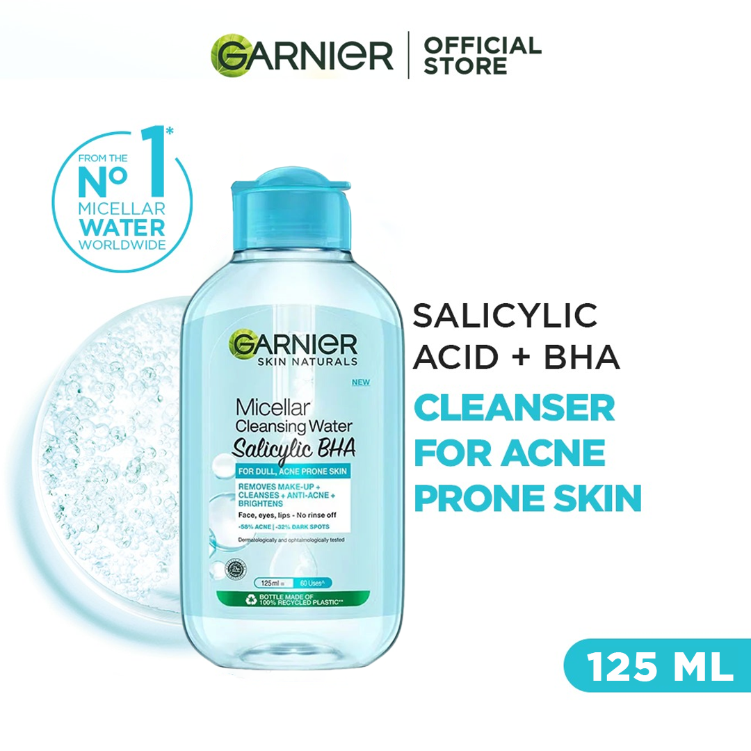 Garnier Salicylic + BHA Micellar Cleansing Water for Acne Prone Skin | 125Ml | Best Price in Pakistan original skincare product Pakistan