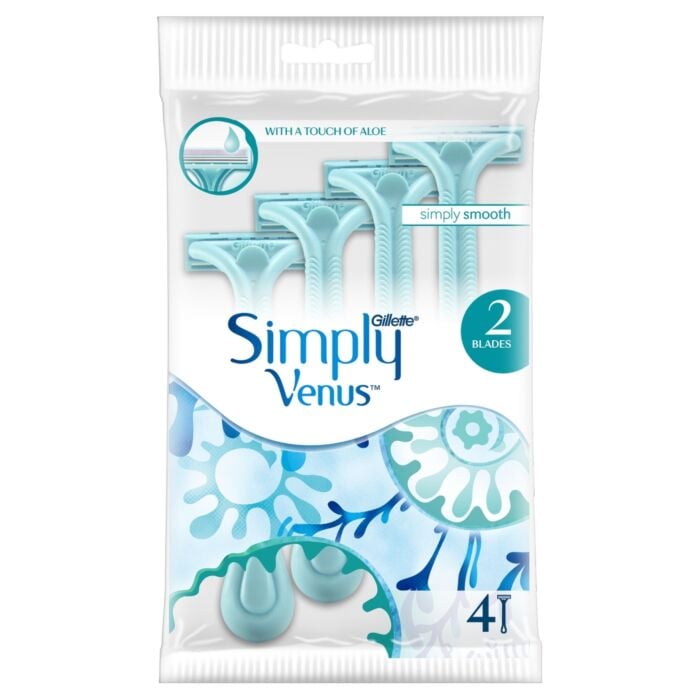 Gillette Venus Simply Razor Smooth With Touch Of Aloe Pouch 4'S | Best Price in Pakistan original skincare product Pakistan