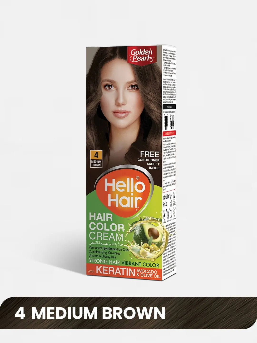 Golden Pearl Hello Hair | Hair Color Medium Brown 4 | Best Price in Pakistan original skincare product Pakistan
