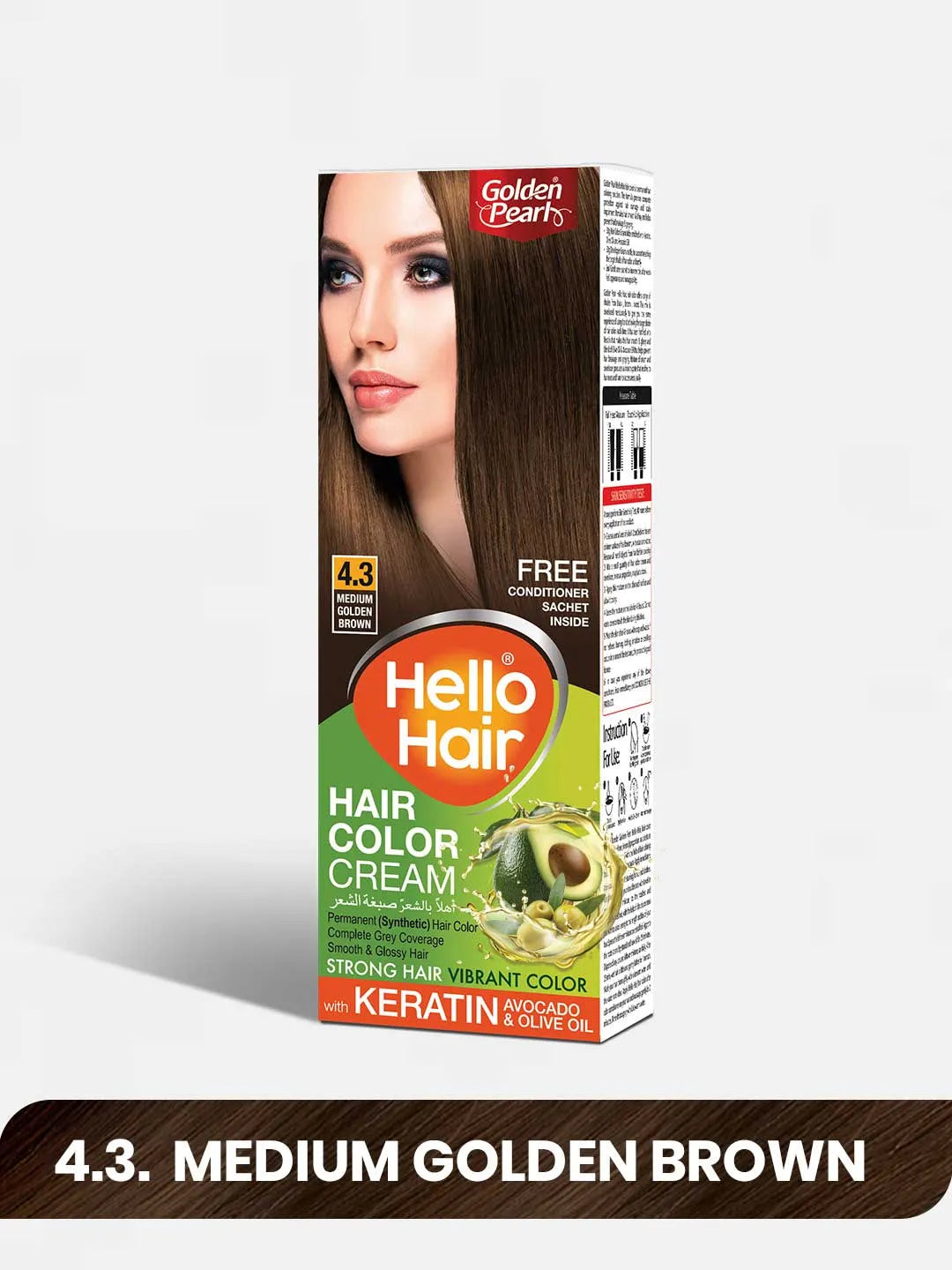 Golden Pearl Hello Hair | Hair Color Medium Golden Brown 4.3 | Best Price in Pakistan original skincare product Pakistan Main image