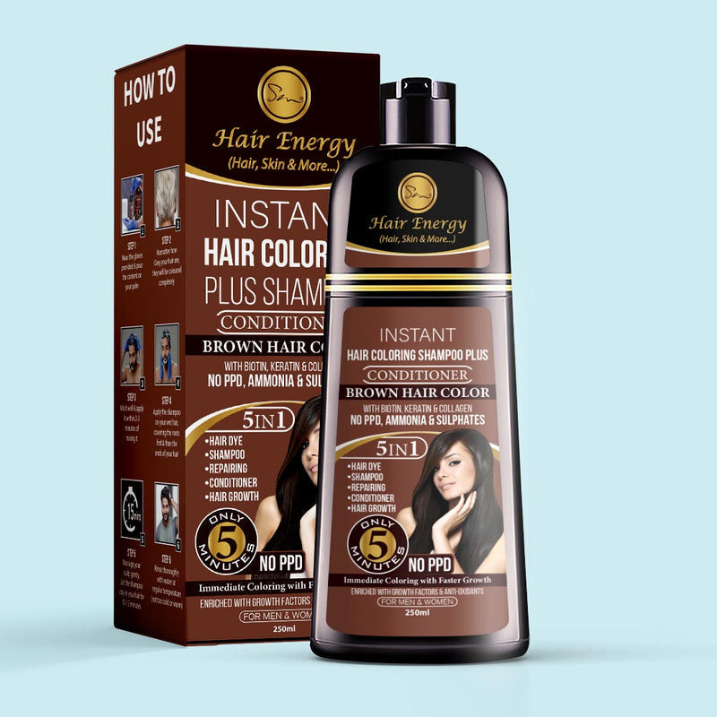 Hair Energy 100 Organic Aloevera GelInstant Hair Coloring Shampoo+Conditioner (Brown) | Best Price in Pakistan original skincare product Pakistan Main image