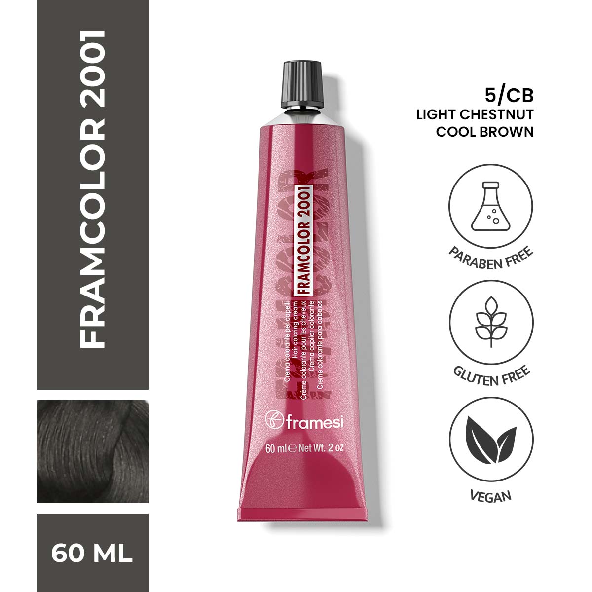 Framesi | FramColor 2001 | 5/CB Light Chestnut Cool Brown | Best Price in Pakistan original skincare product Pakistan مرکزی تصویر