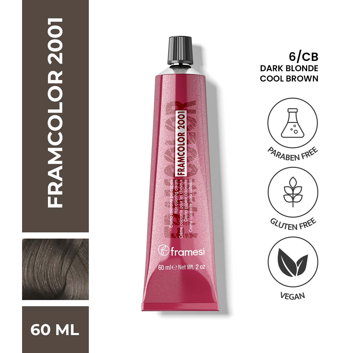 Framesi | FramColor 2001 | 6/CB Dark Blonde Cool Brown | Best Price in Pakistan original skincare product Pakistan مرکزی تصویر