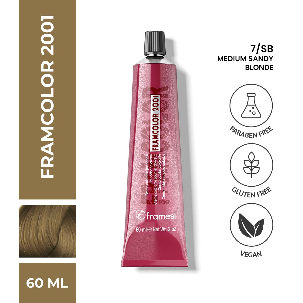 Framesi | FramColor 2001 | 7/SB Medium Sandy Blonde | Best Price in Pakistan original skincare product Pakistan