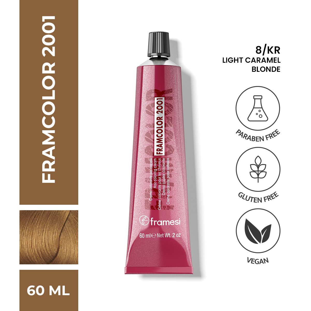 Framesi | FramColor 2001 | 8/KR Light Caramel Blonde | Best Price in Pakistan original skincare product Pakistan