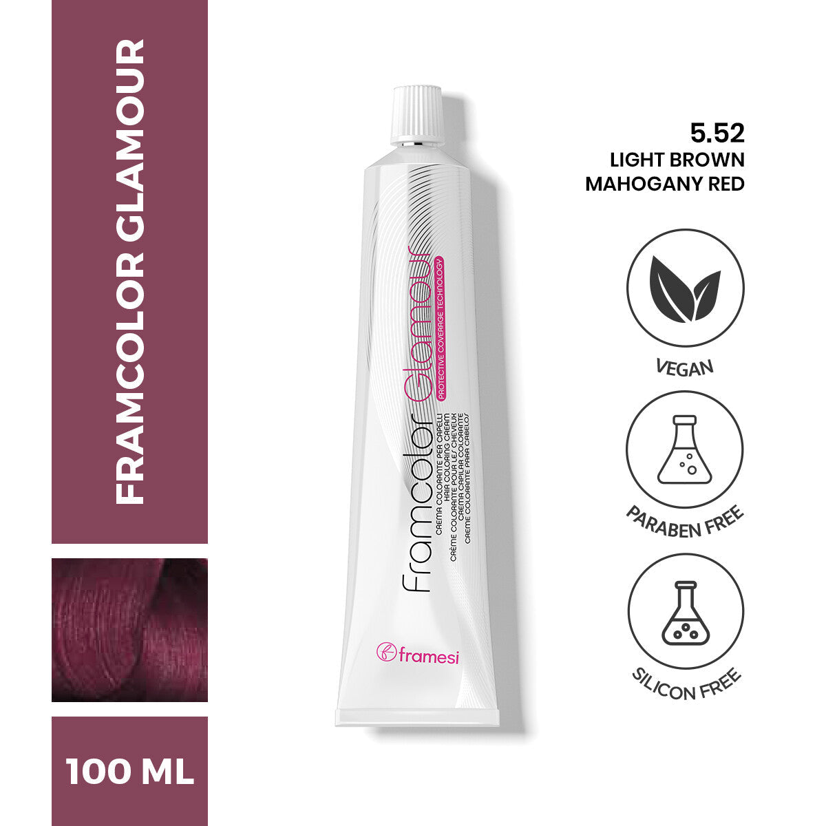 Framesi | FramColor Glamour | 5.52 Light Brown Mahogany Red | Best Price in Pakistan original skincare product Pakistan