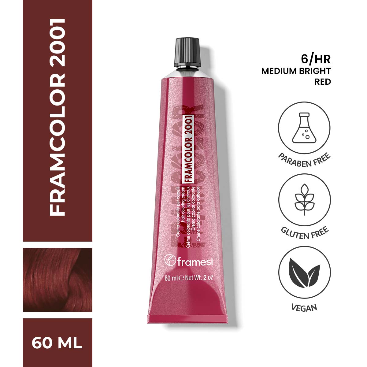 Framesi | FramColor 2001 | 6/HR Medium Bright Red | Best Price in Pakistan original skincare product Pakistan