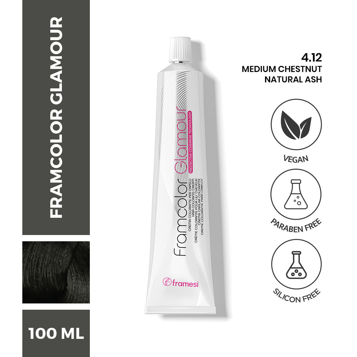 Framesi | FramColor Glamour | 4.12 Medium Chestnut Natural Ash | Best Price in Pakistan original skincare product Pakistan مرکزی تصویر