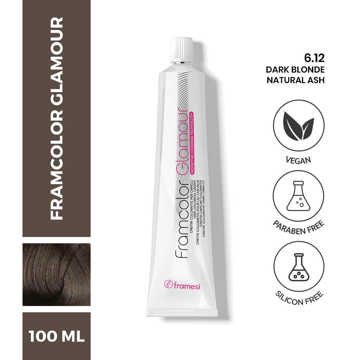 Framesi | FramColor Glamour | 6.12 Dark Blonde Natural Ash | Best Price in Pakistan original skincare product Pakistan