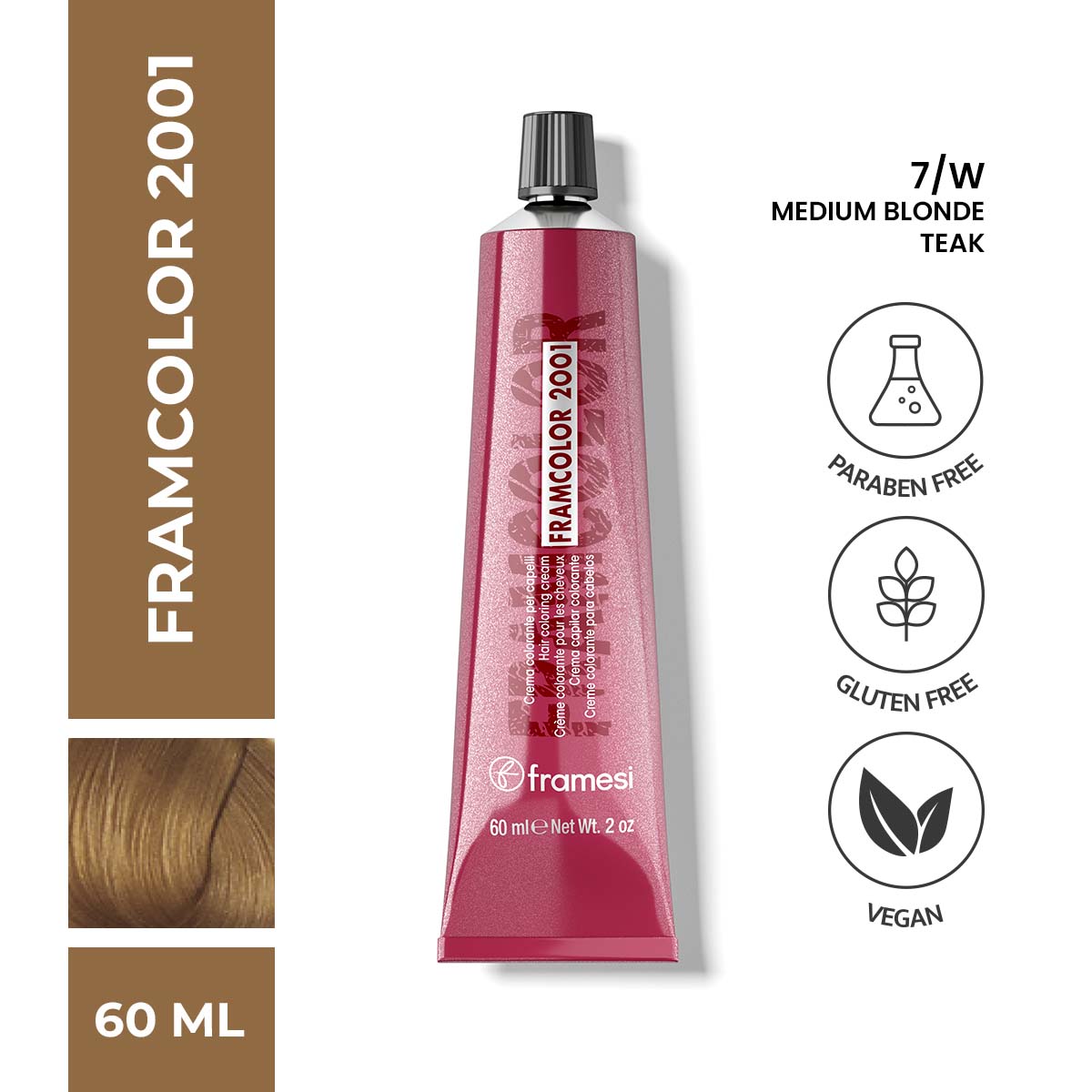 Framesi | FramColor 2001 | 7/W Medium Blonde | Teak | Best Price in Pakistan original skincare product Pakistan مرکزی تصویر