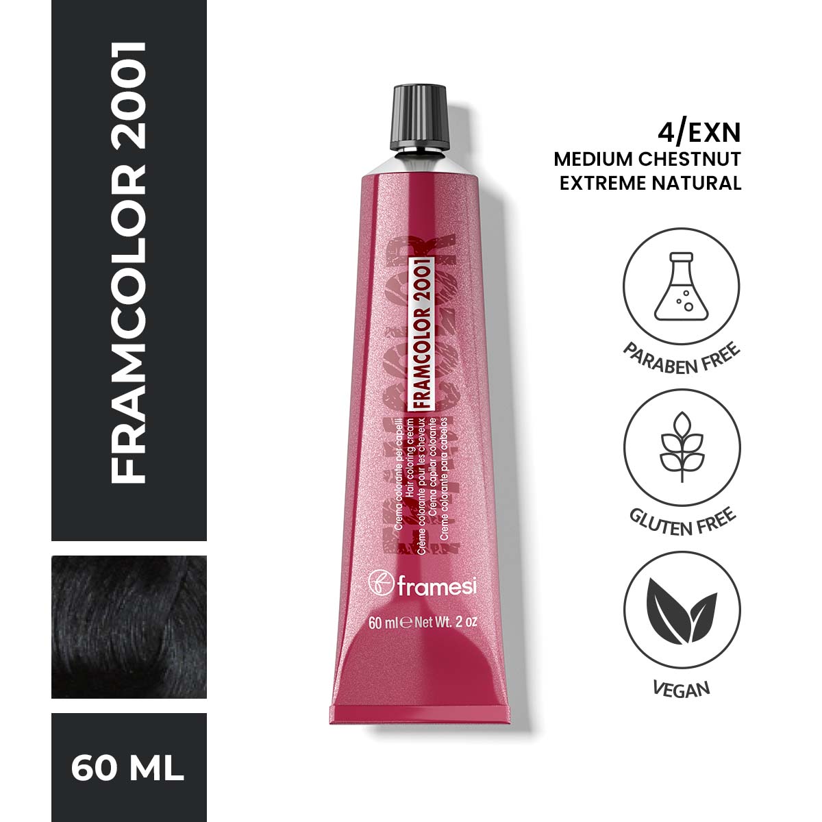 Framesi | FramColor 2001 | 4/EXN Medium Chestnut Extreme Natural | Best Price in Pakistan original skincare product Pakistan
