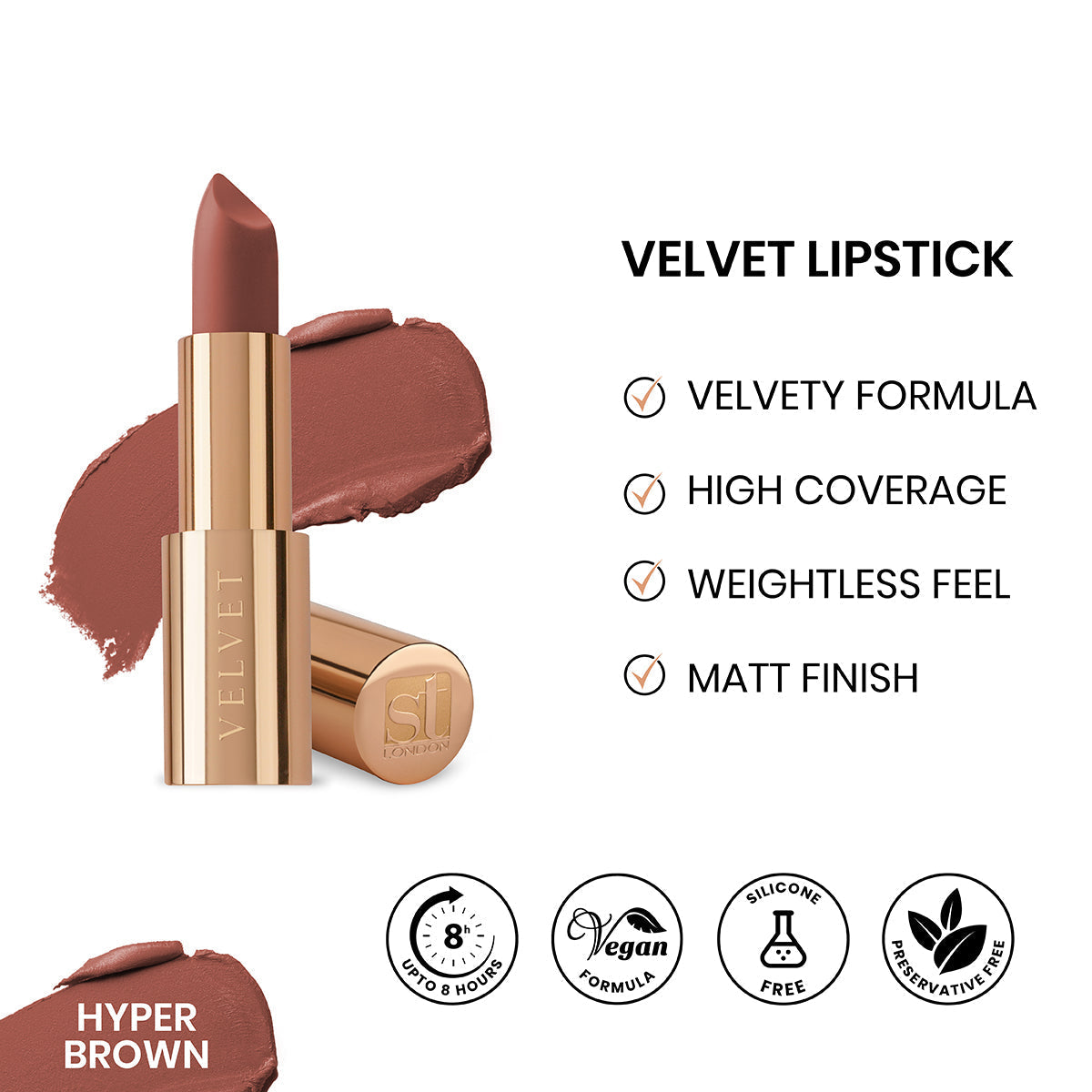 ST London Velvet Ultra Matt Lipstick Hyper Brown | Best Price in Pakistan original skincare product Pakistan مرکزی تصویر