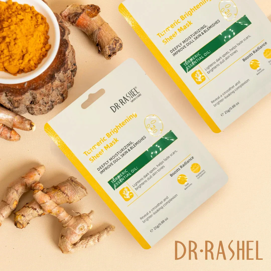 Dr Rashel | Turmeric Brightening Sheet Mask 25g | Best Price in Pakistan original skincare product Pakistan مرکزی تصویر