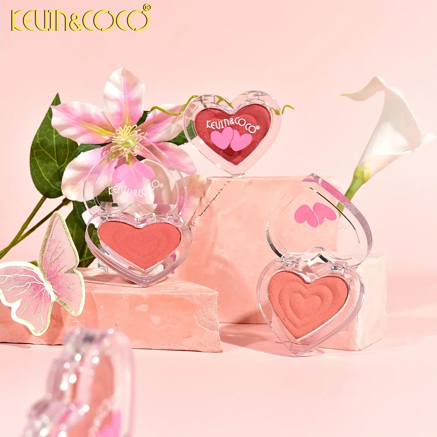 Kevin & Coco | Heart Gift Set 4 Colors Mousse Blush Palette | Best Price in Pakistan original skincare product Pakistan مرکزی تصویر