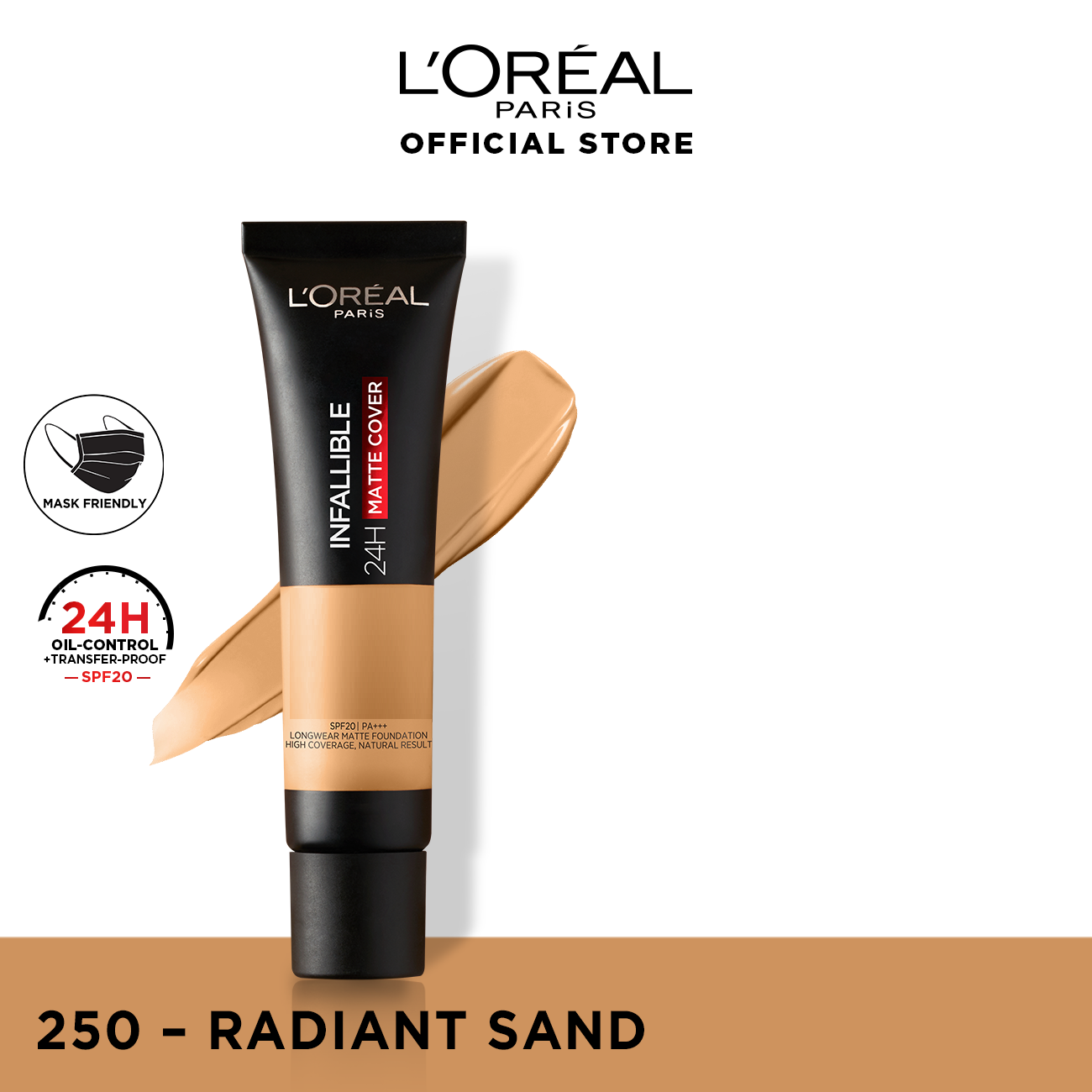 Loreal Infallible 24Hr Matte Cover Foundation | 250 Radiant Sand | Best Price in Pakistan original skincare product Pakistan Main image