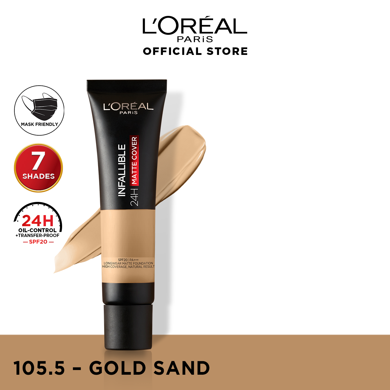 Loreal Infallible 24Hr Matte Cover Foundation  | 105.5 Golden Sand | Best Price in Pakistan original skincare product Pakistan