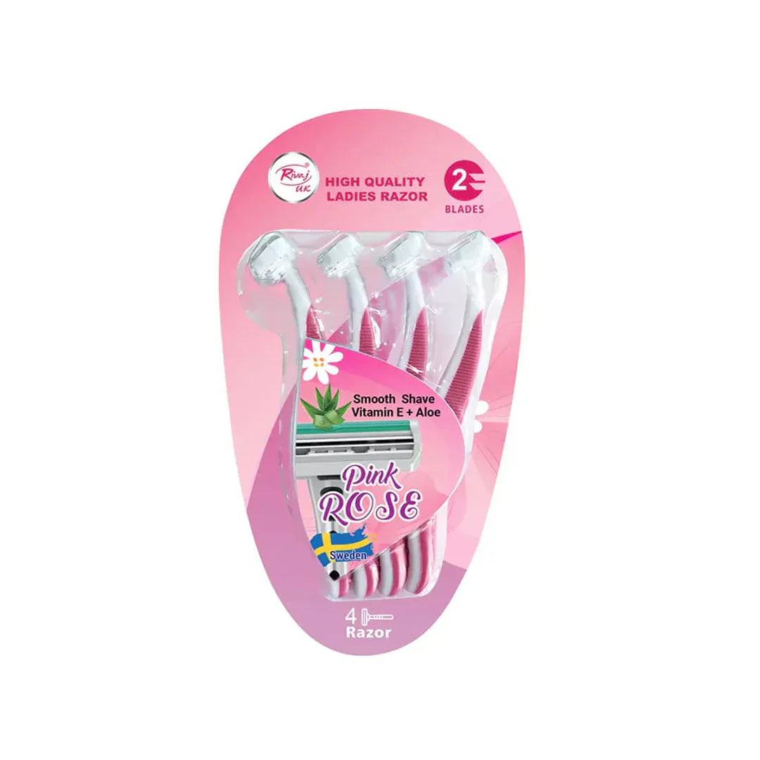 Rivaj | Ladies Pink Rose Razor (Pack of 4) | Best Price in Pakistan original skincare product Pakistan Main image