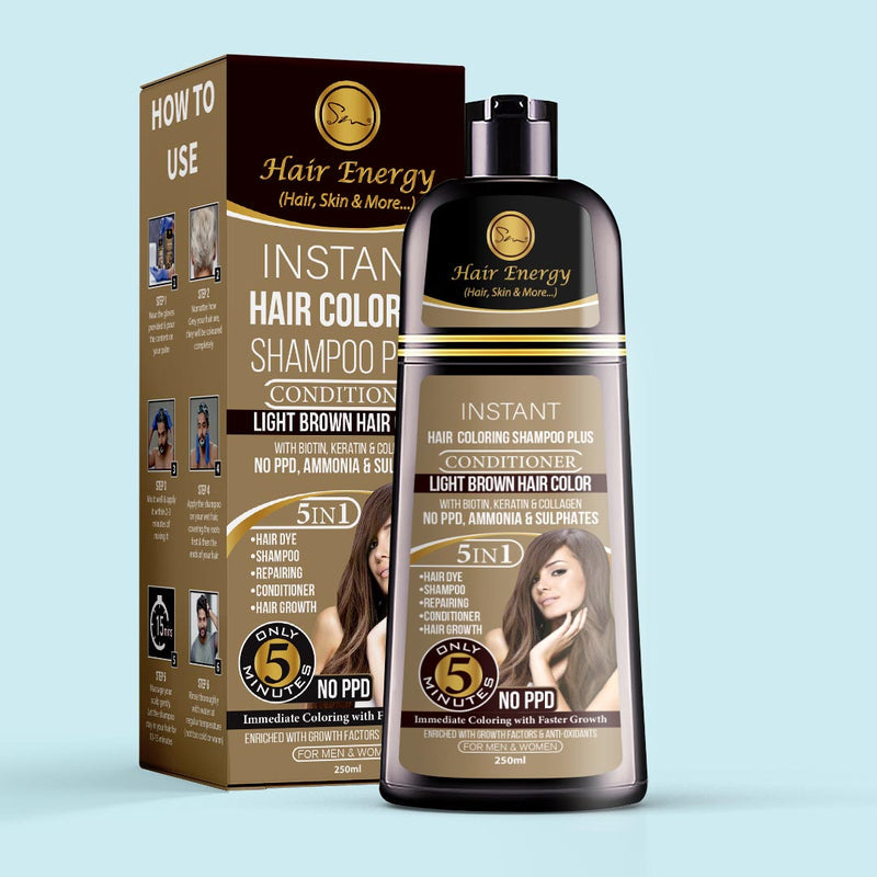 Hair Energy 100 Organic Aloevera GelInstant Hair Coloring Shampoo + Conditioner (Light Brown Colour ) | Best Price in Pakistan original skincare product Pakistan