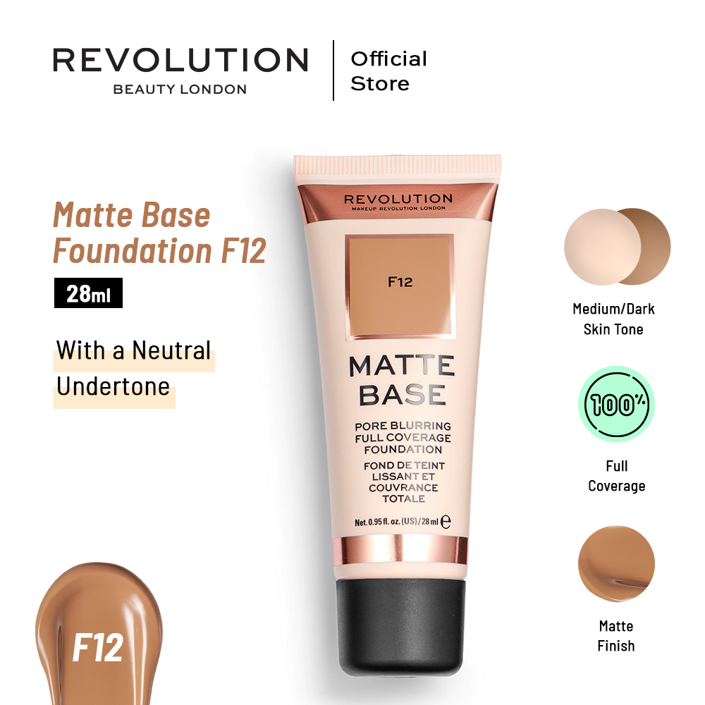 Makeup Revolution Matte Base Foundation F12 28ml | Best Price in Pakistan original skincare product Pakistan Main image