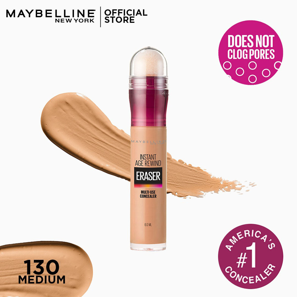 Maybelline | Instant Age Rewind Eraser Dark Circles Treatment Concealer | 130 Medium | Best Price in Pakistan original skincare product Pakistan