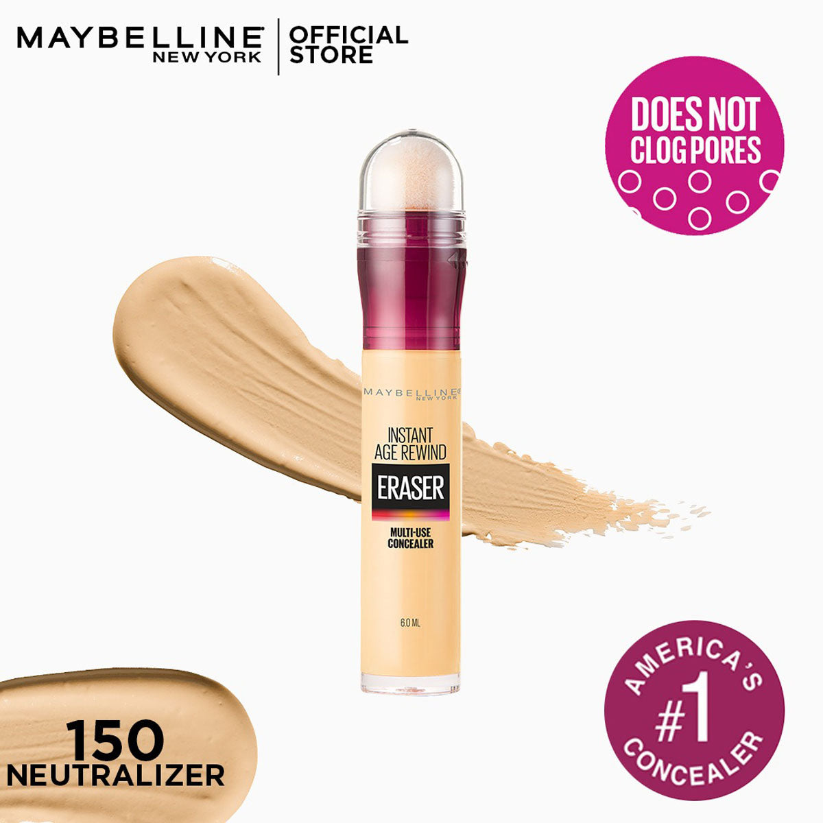 Maybelline | Instant Age Rewind Eraser Dark Circles Treatment Concealer | 150 Neutralizer | Best Price in Pakistan original skincare product Pakistan مرکزی تصویر
