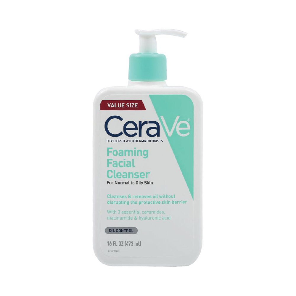 CERAVE FOAMING FACIAL CLEANSER FOR NORMAL TO OILY SKIN 473 M | Best Price in Pakistan original skincare product Pakistan مرکزی تصویر