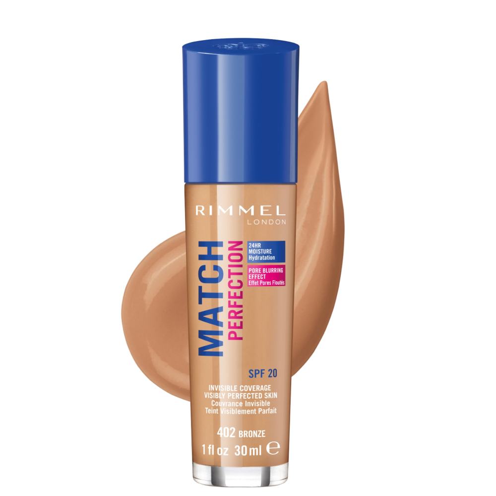 RIMMEL MATCH PERFECTION FOUNDATION 402 BRONZE 30ML | Best Price in Pakistan original skincare product Pakistan