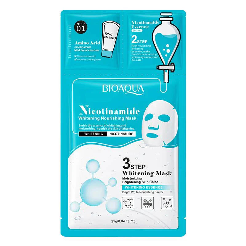 Bioaqua Nicotinamide 3 Step Whitening Mask 25G | 1 PC | Best Price in Pakistan original skincare product Pakistan Main image