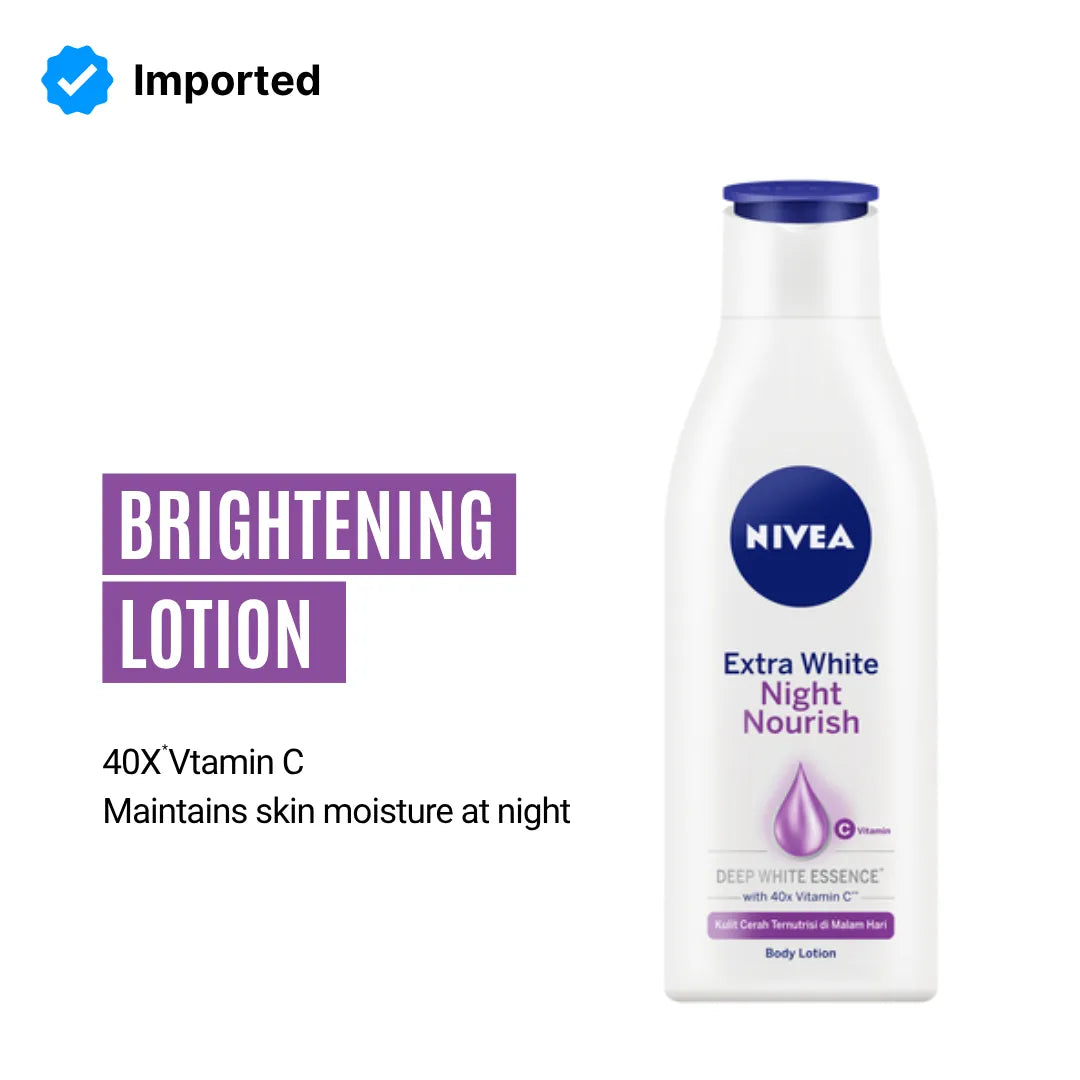 Nivea Extra Bright Night Nourish Vitamin E Lotion | 190ml | Best Price in Pakistan original skincare product Pakistan مرکزی تصویر