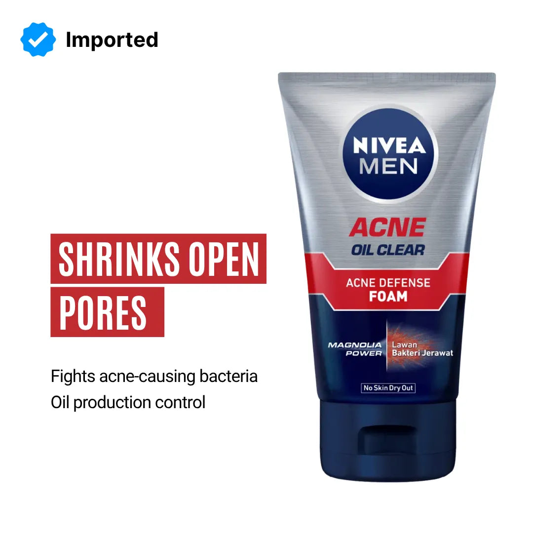 Nivea Men Oil Clear Acne Defense Facial Foam | 100ml | Best Price in Pakistan original skincare product Pakistan