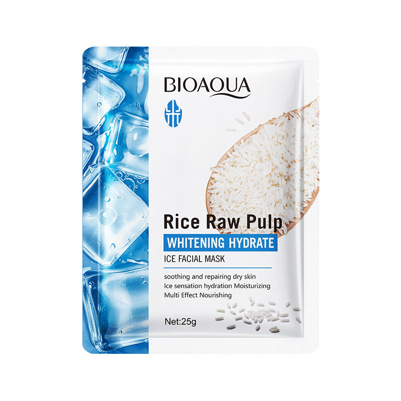 Bioaqua Rice Raw Pulp Whitening Hydrate Ice Facial Mask 25G | 1 PC | Best Price in Pakistan original skincare product Pakistan