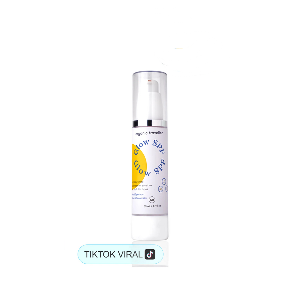 Organic Traveller | Glow SPF: Tinted Sunscreen | Best Price in Pakistan original skincare product Pakistan مرکزی تصویر